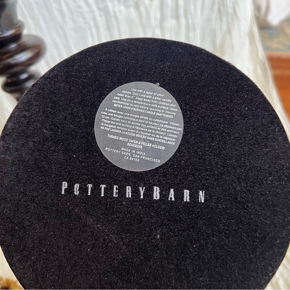 Pottery Barn Bougeoir Large Turned Wood Taper & Pillar Candle Holder Set - Picture 5 of 6